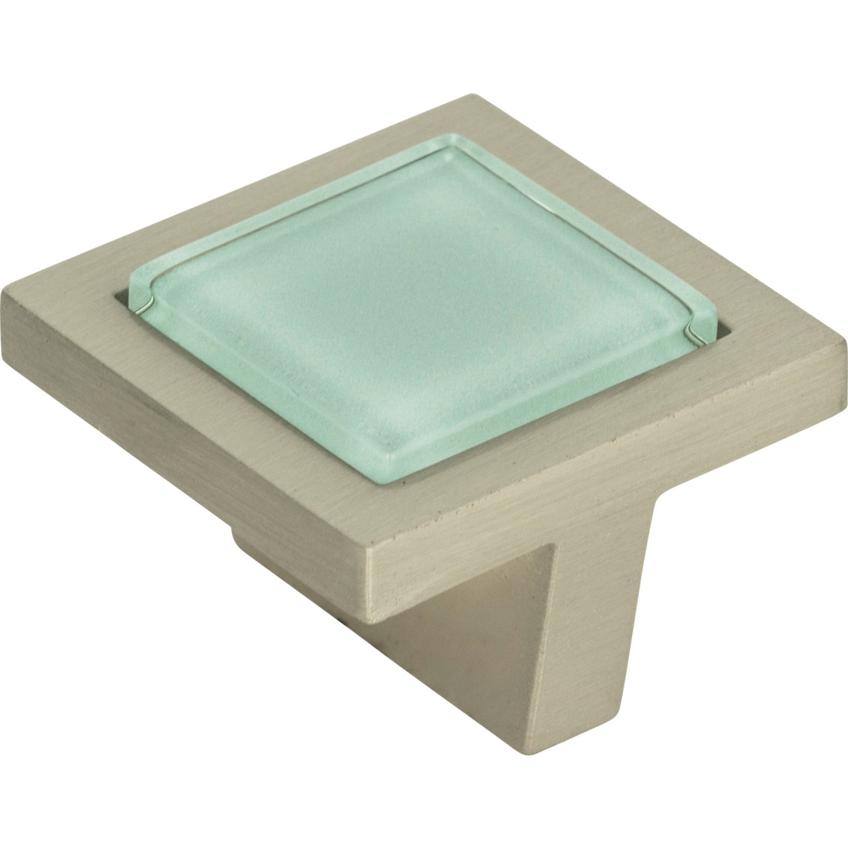 Atlas Homewares Spa Green Square Knob 1 3/8 Inch Brushed Nickel