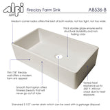 ALFI brand AB536-B Biscuit 36" Smooth Apron Single Bowl Fireclay Farm Sink