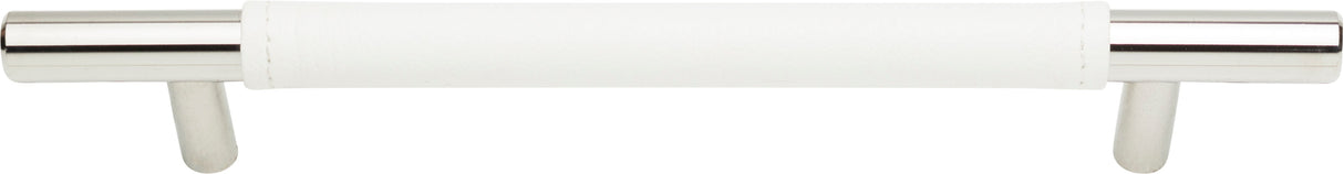 Atlas Homewares Zanzibar White Leather Pull 6 5/16 Inch (c-c) Polished Chrome