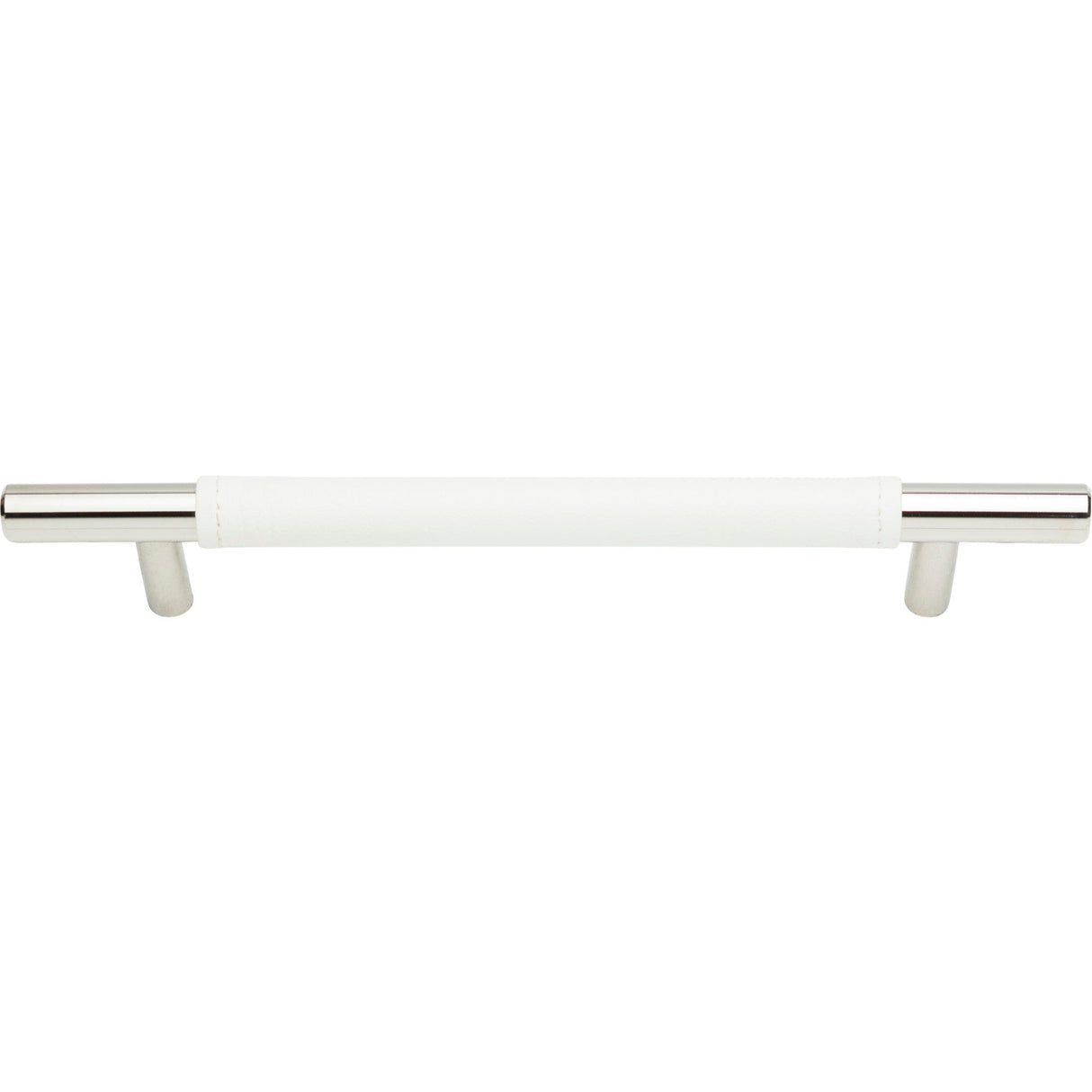 Atlas Homewares Zanzibar White Leather Pull 6 5/16 Inch (c-c) Polished Chrome