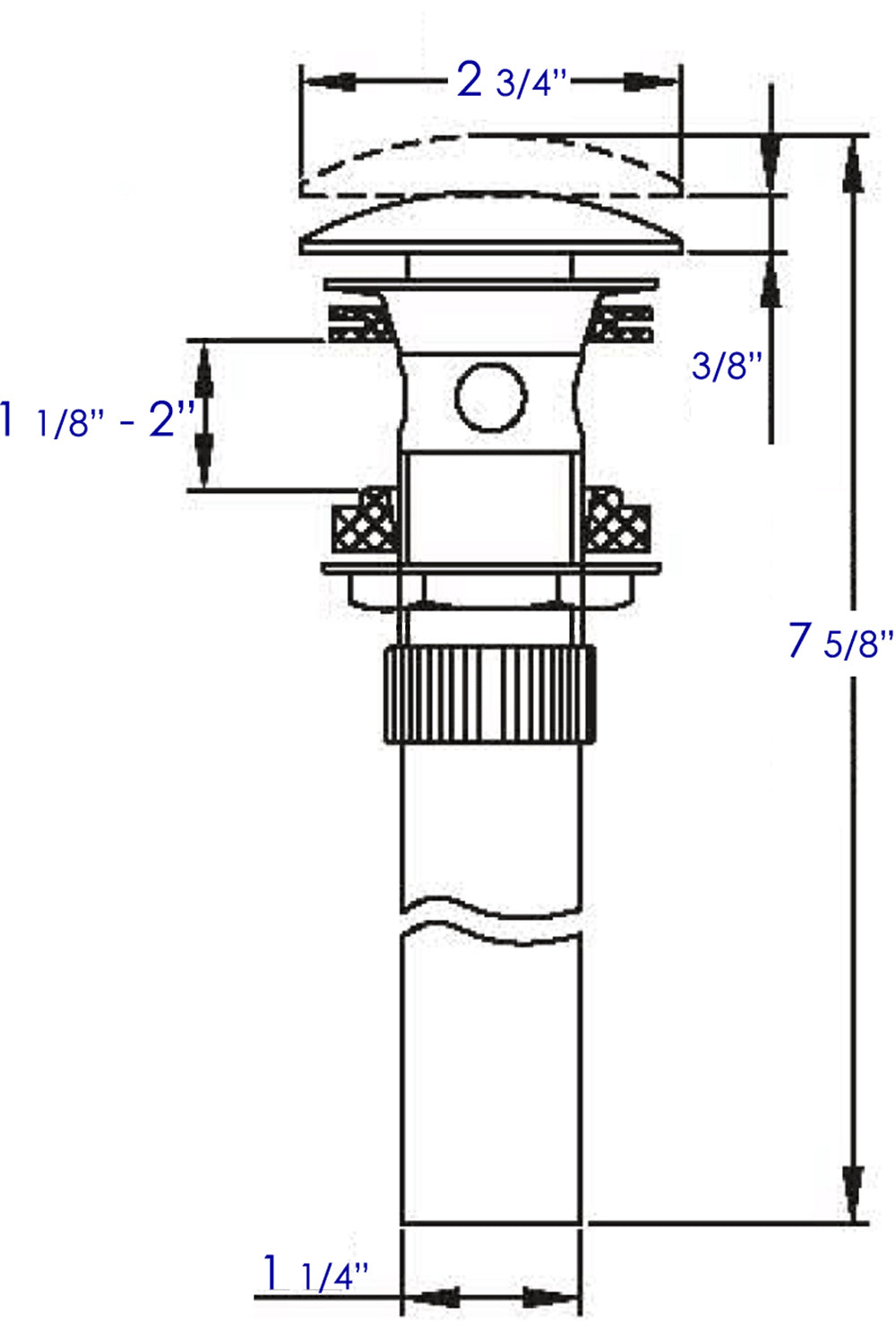 ALFI brand AB9056-PC Polished Chrome Pop Up Drain for Bathroom Sink with Overflow