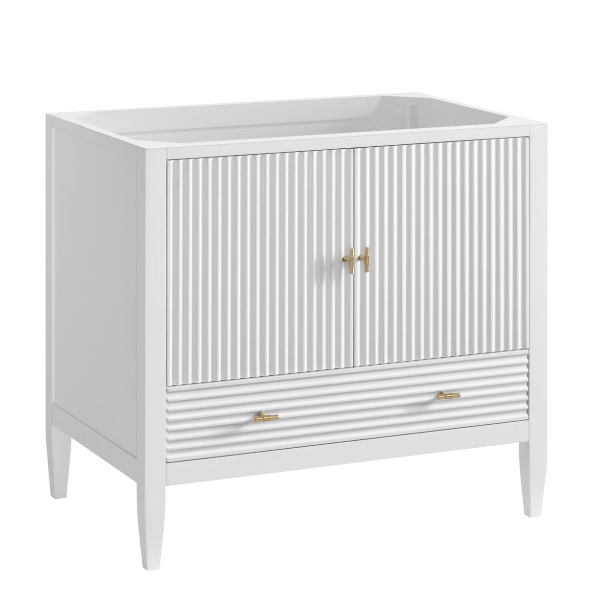 Myrrin 36" Vanity, Bright White, w/ 3 CM Siberian Silestone Top