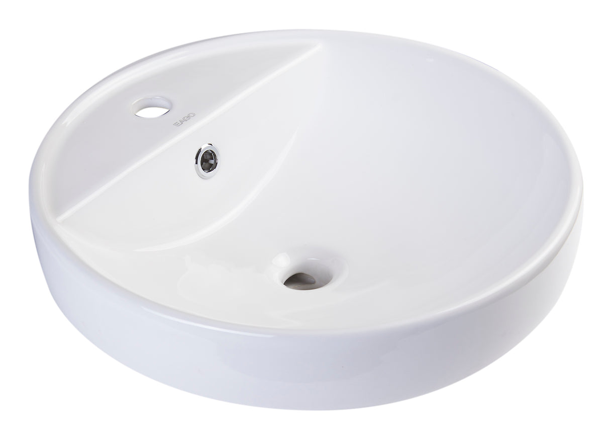 EAGO BA141 18" ROUND CERAMIC ABOVE MOUNT BATHROOM BASIN VESSEL SINK