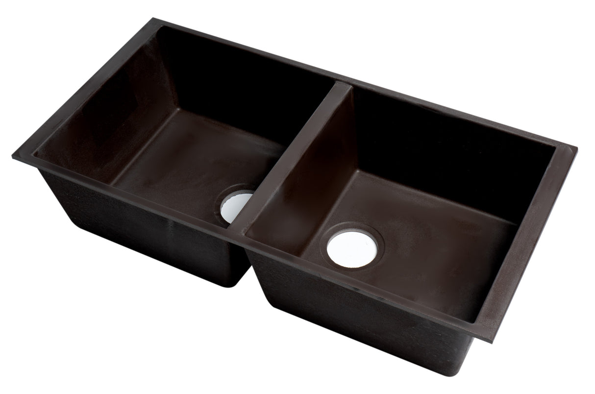ALFI brand AB3420UM-C Chocolate 34" Undermount Double Bowl Granite Composite Kitchen Sink