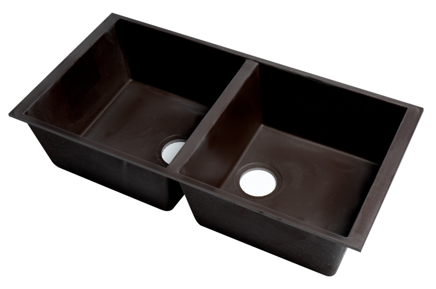ALFI brand AB3420UM-C Chocolate 34" Undermount Double Bowl Granite Composite Kitchen Sink