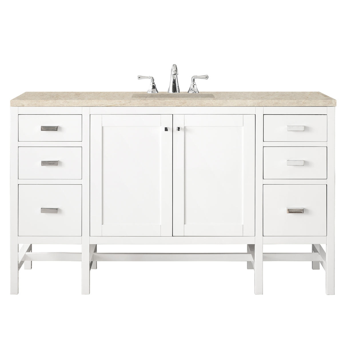 Addison 60" Single Vanity, Glossy White, w/ 3 CM Tajnar Eclos Top