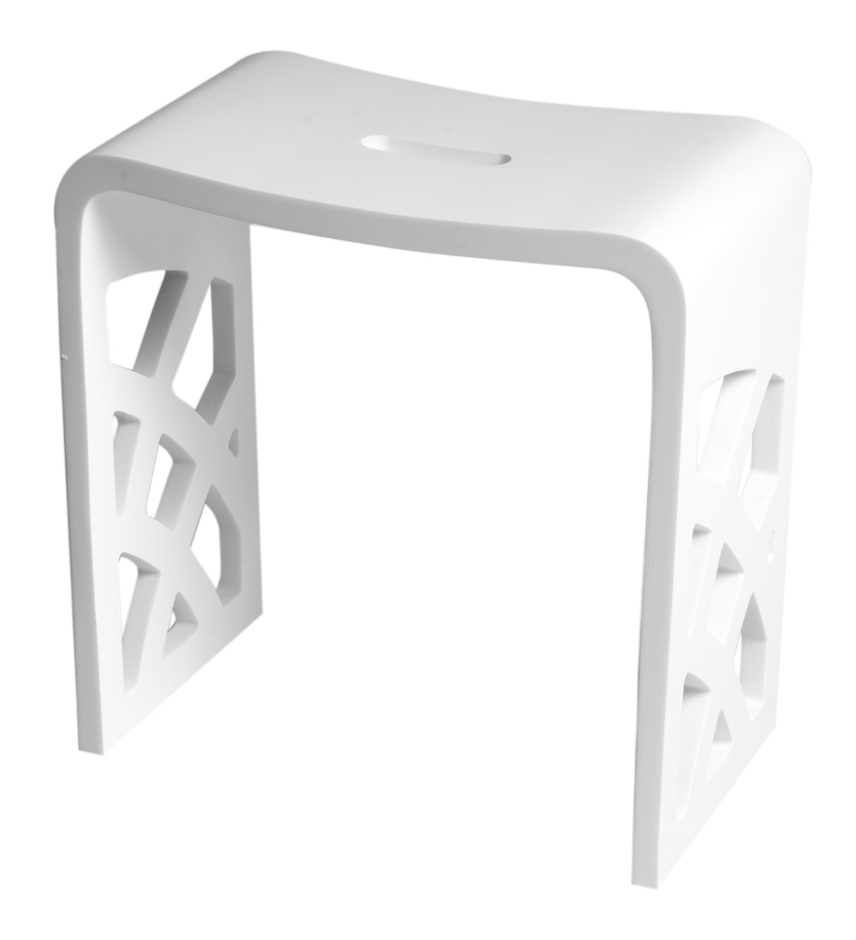 Designer White Matte Solid Surface Resin Bathroom / Shower Stool