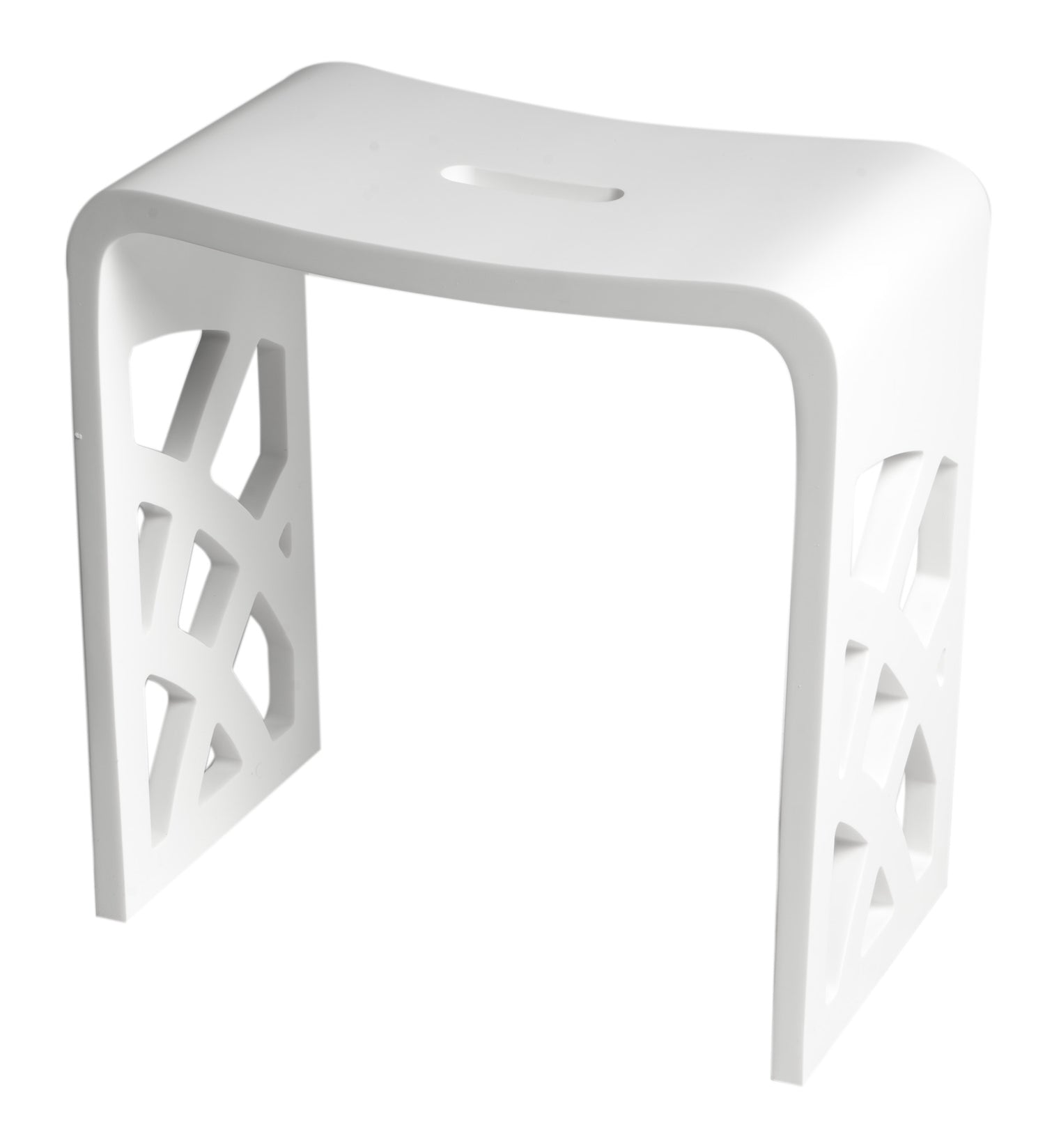 Designer White Matte Solid Surface Resin Bathroom / Shower Stool
