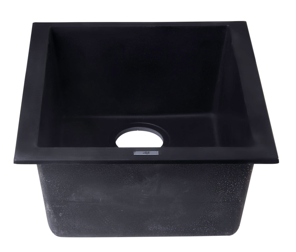 ALFI brand AB1720UM-BLA Black 17" Undermount Rectangular Granite Composite Kitchen Prep Sink