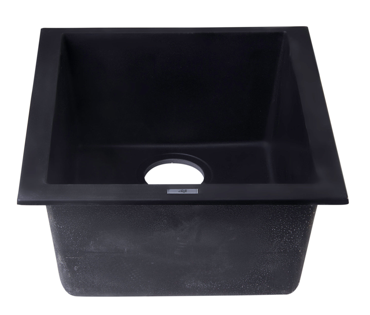 ALFI brand AB1720UM-BLA Black 17" Undermount Rectangular Granite Composite Kitchen Prep Sink