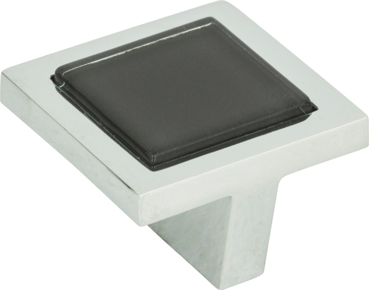 Atlas Homewares Spa Black Square Knob 1 3/8 Inch Polished Chrome