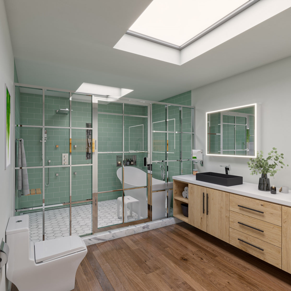 ALFI brand AB2801-PC Polished Chrome Concealed 3-Way Thermostatic Valve Shower Mixer Square Knobs