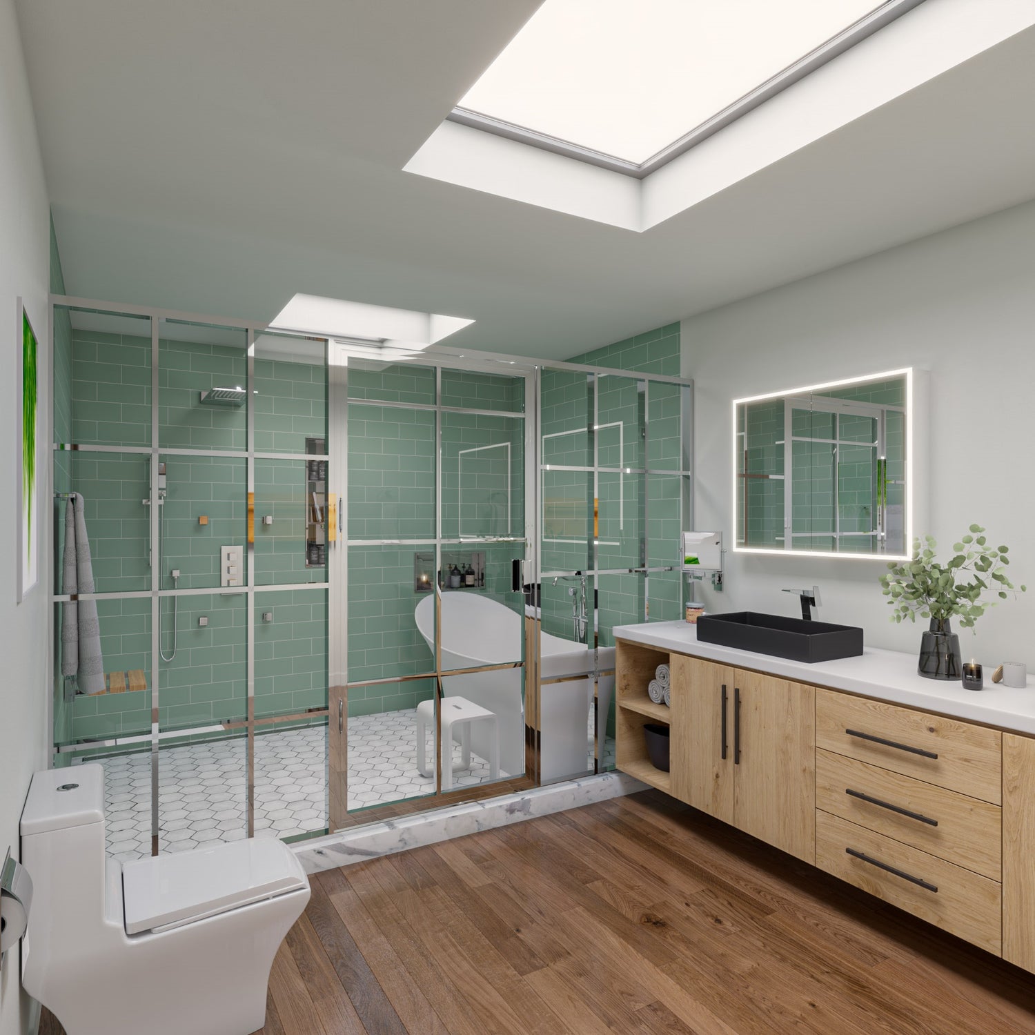 ALFI brand AB2801-PC Polished Chrome Concealed 3-Way Thermostatic Valve Shower Mixer Square Knobs