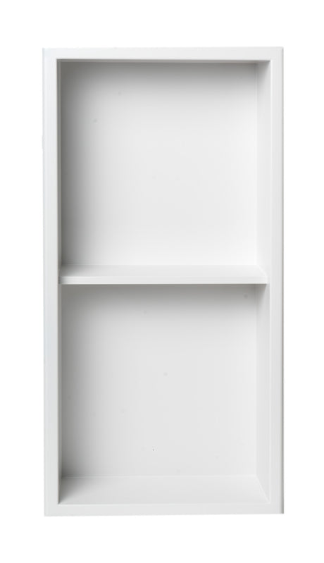 ALFI brand 12 x 24 White Matte Stainless Steel Vertical Double Shelf Bath Shower Niche