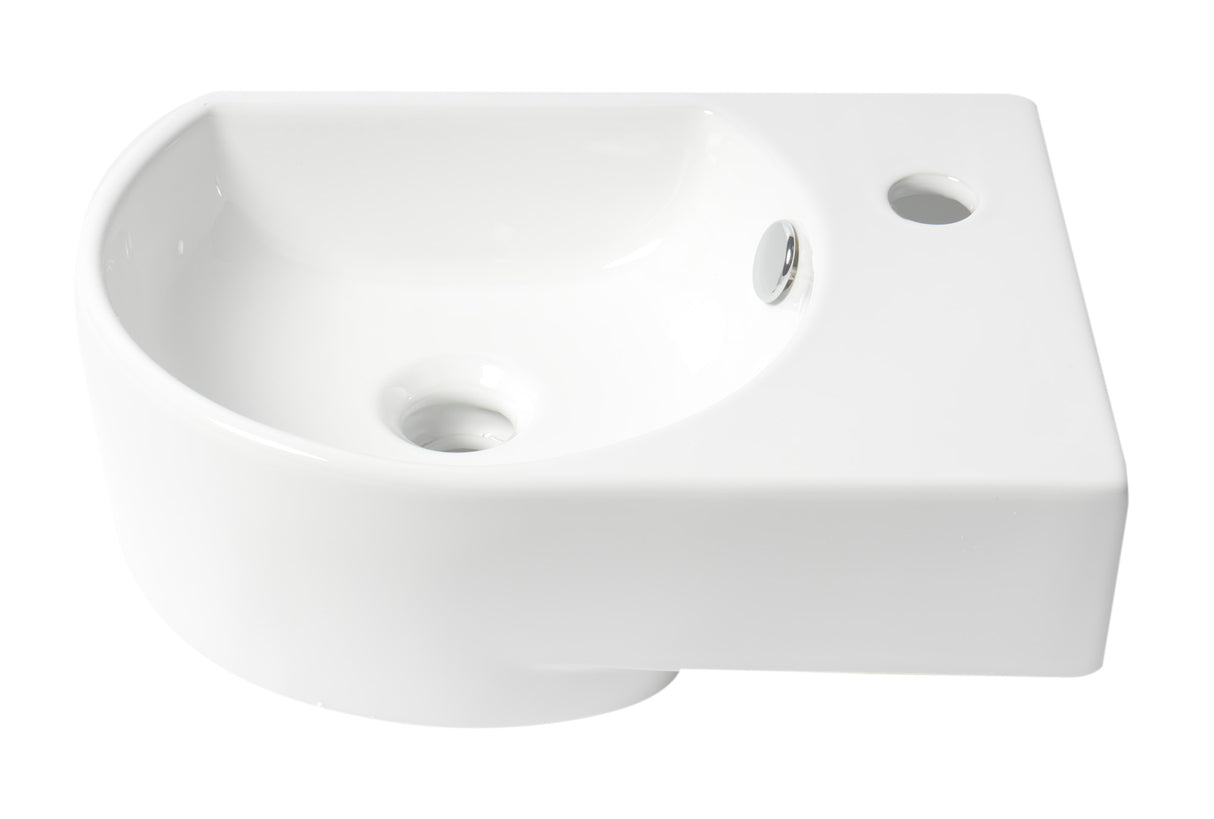ALFI brand ABC119 White 16" Small Wall Mounted Ceramic Sink with Faucet Hole