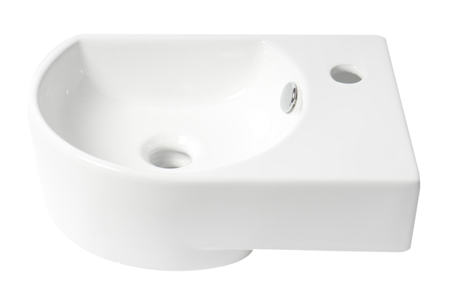 ALFI brand ABC119 White 16" Small Wall Mounted Ceramic Sink with Faucet Hole