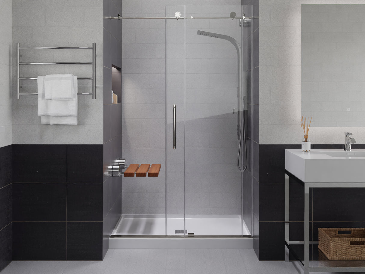 Leisure 20 in. Teak Wall Mounted Folding Shower Seat D-7-BN