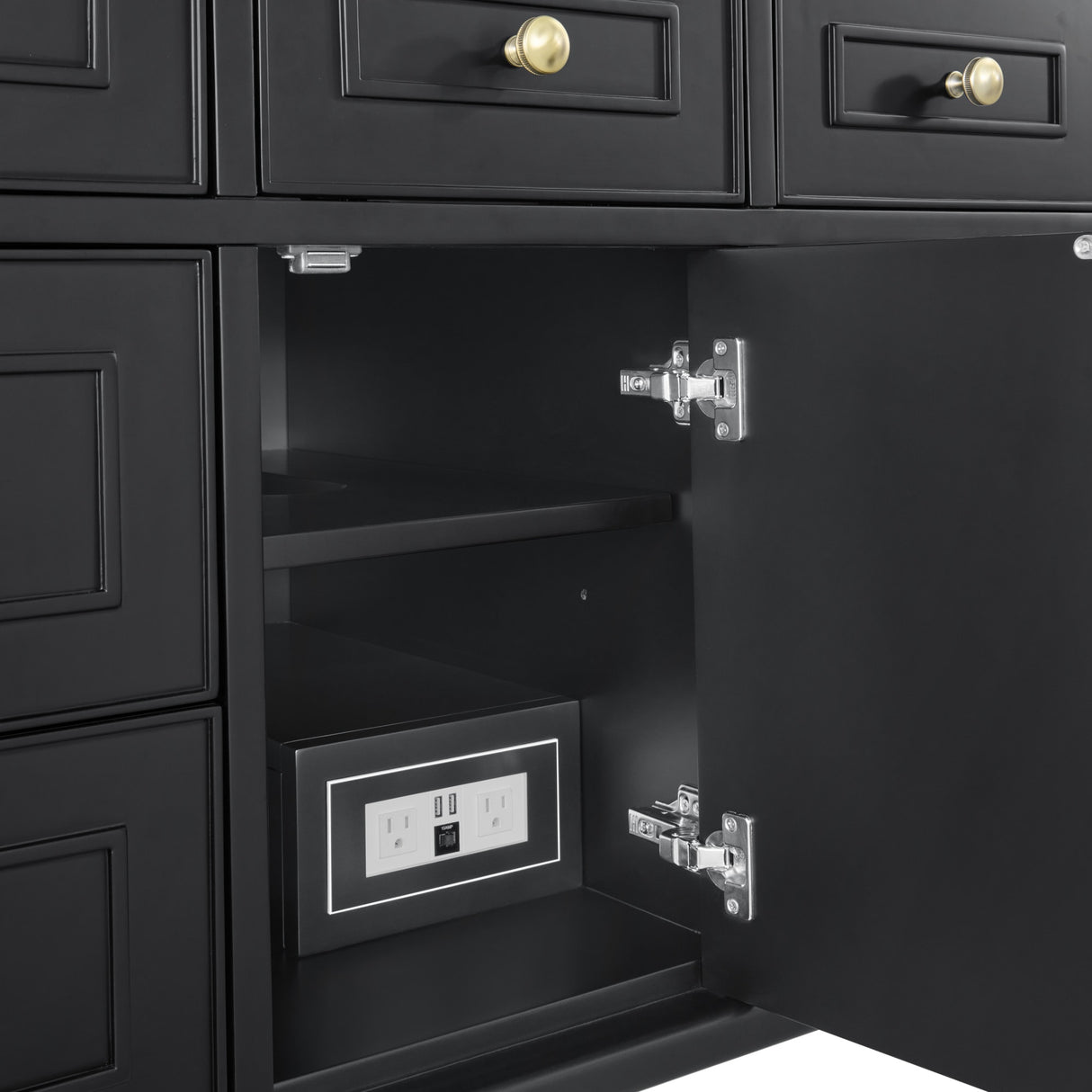 Lorelai 48" Single Vanity, Black Onyx w/ 3 CM Carrara White Marble Top
