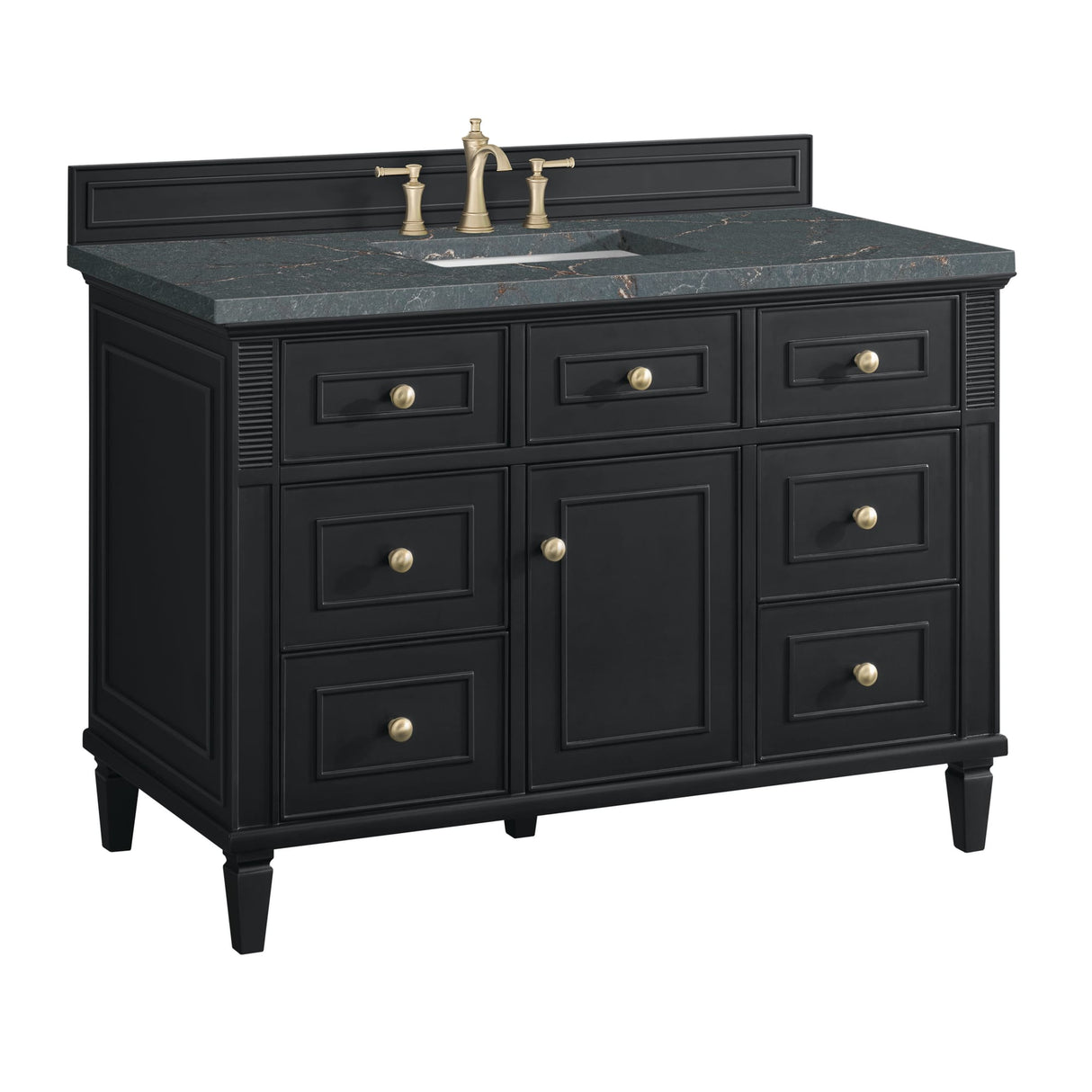 Lorelai 48" Single Vanity, Black Onyx w/ 3 CM Parisien Bleu Silestone Top w/FreePower Wireless Charger