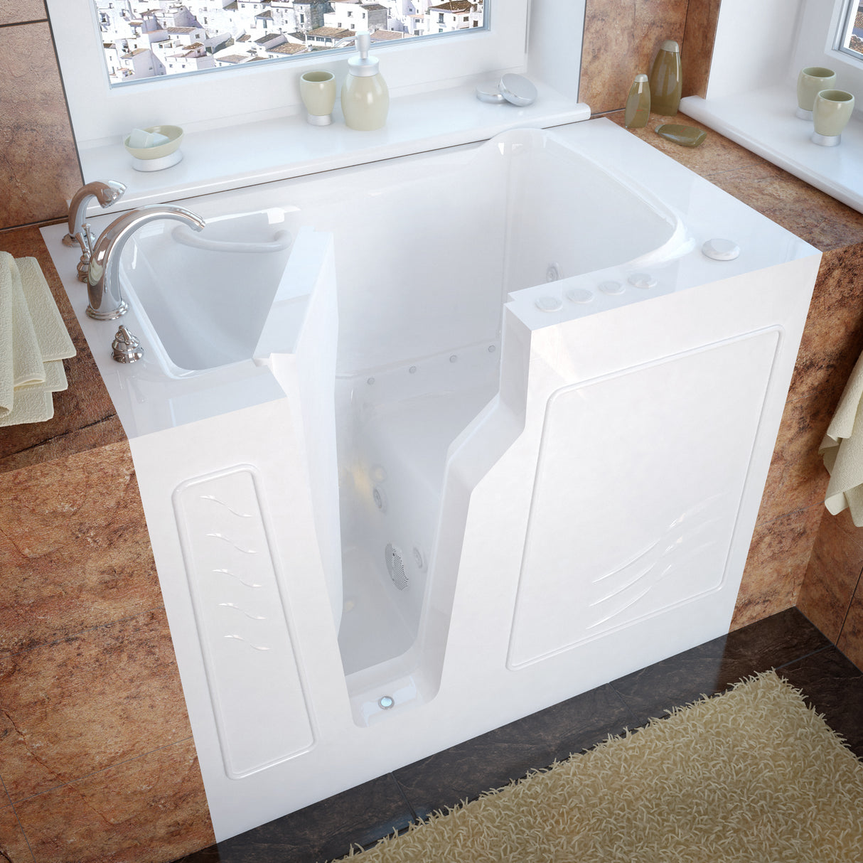 MediTub Walk-In 26 x 46 Left Drain White Whirlpool & Air Jetted Walk-In Bathtub