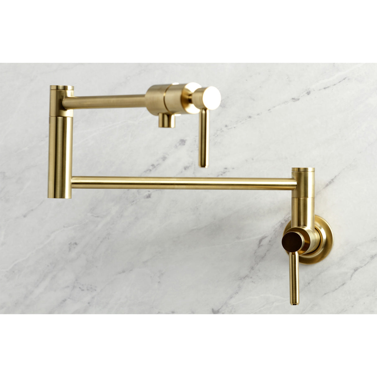 Kingston Brass KS4107DL Concord Wall Mount Pot Filler, Brushed Brass