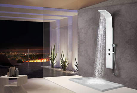 ANZZI SP-AZ033 Swan 64 in. 6-Jetted Full Body Shower Panel with Heavy Rain Shower and Spray Wand in White
