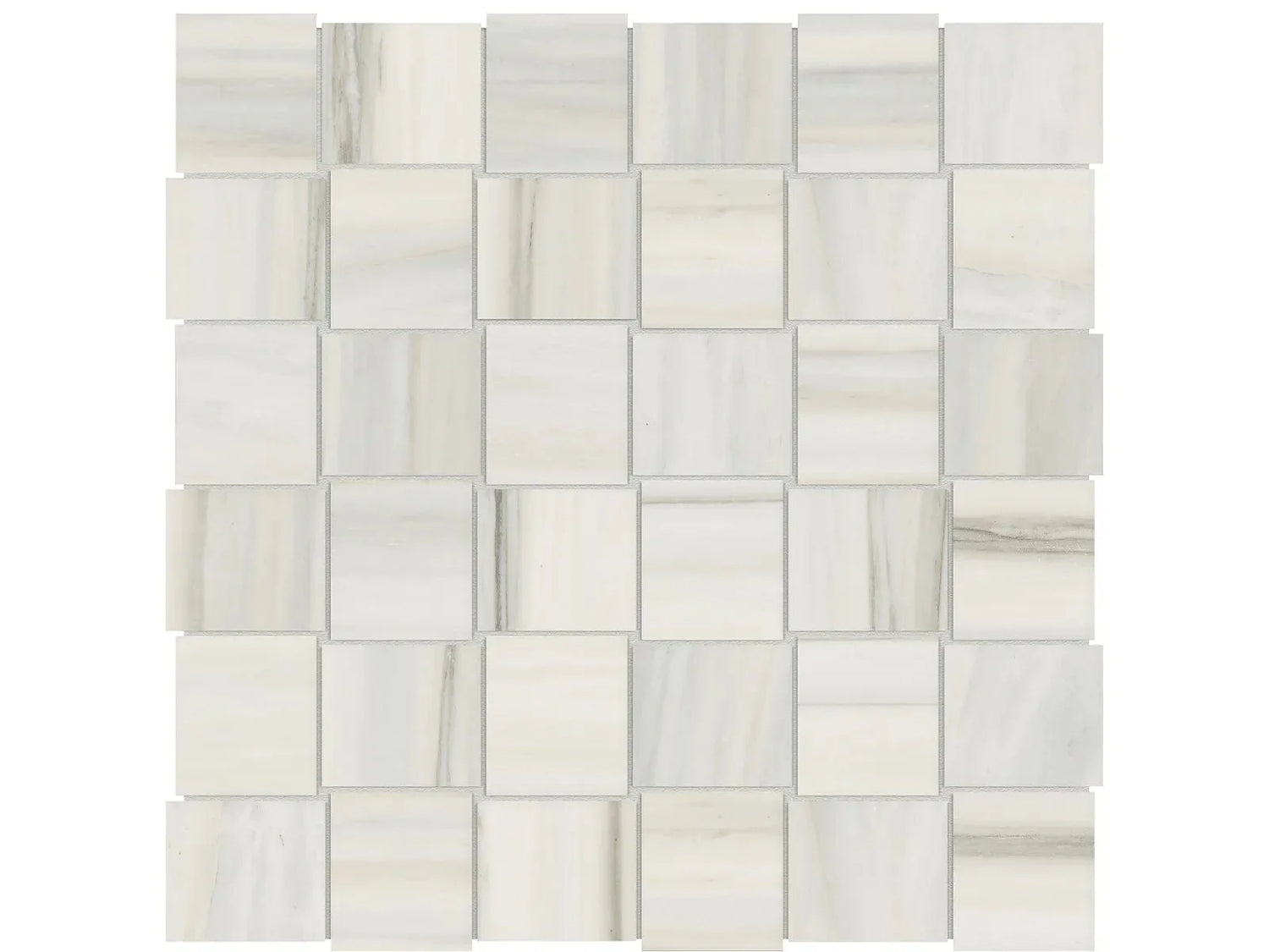 Anatolia Tile 2X2 Basketweave Mayfair Zebrino Matte Porcelain Mosaics. 1 Sheet = .98 Sq. Ft. 4501-0136-1 Zebrino 2x2 Basketweave Matte - premium natural stone mosaic tile from Anatolia Tile, available at PoshHaus showroom in Keene, NH