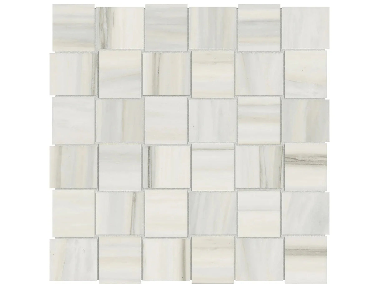 Anatolia Tile 2X2 Basketweave Mayfair Zebrino Polished Porcelain Mosaics. 1 Sheet = .98 Sq. Ft. 4501-0135-1 Zebrino 2x2 Basketweave Polished - premium natural stone mosaic tile from Anatolia Tile, available at PoshHaus showroom in Keene, NH