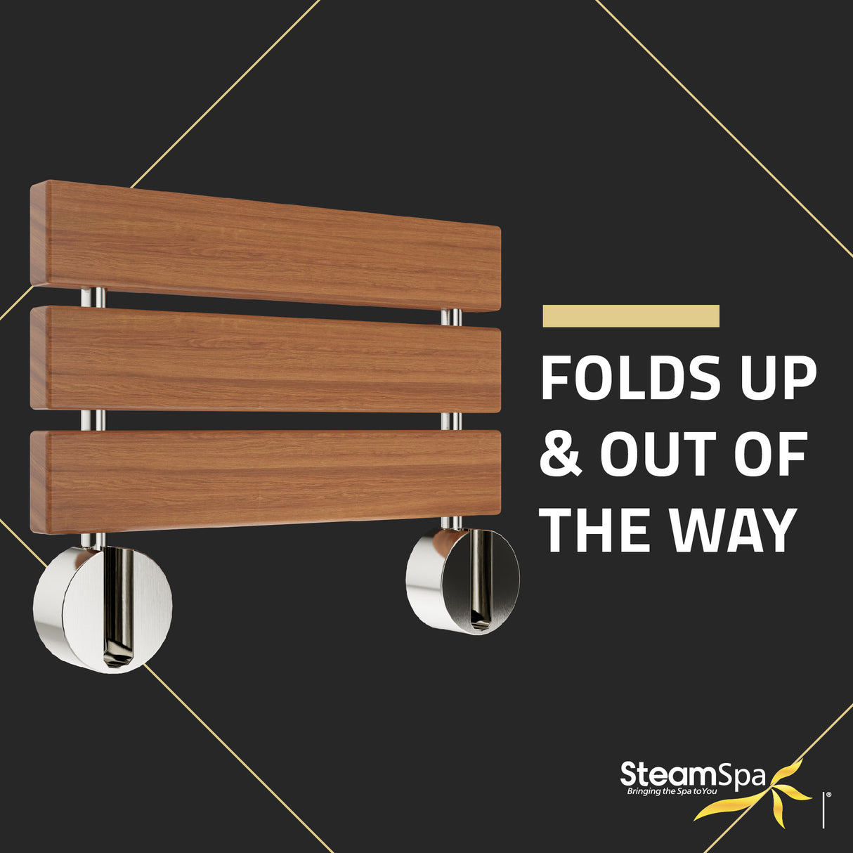 Leisure 20 in. Teak Wall Mounted Folding Shower Seat D-7-BN