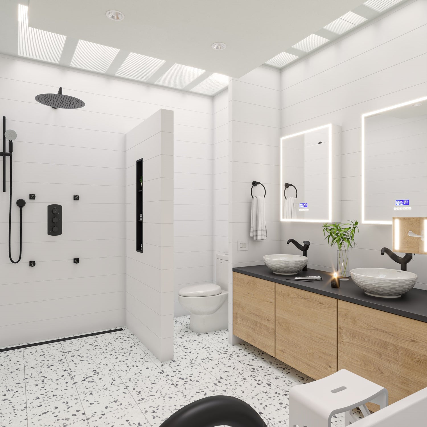 Black Matte 20" Round Wall Shower Arm