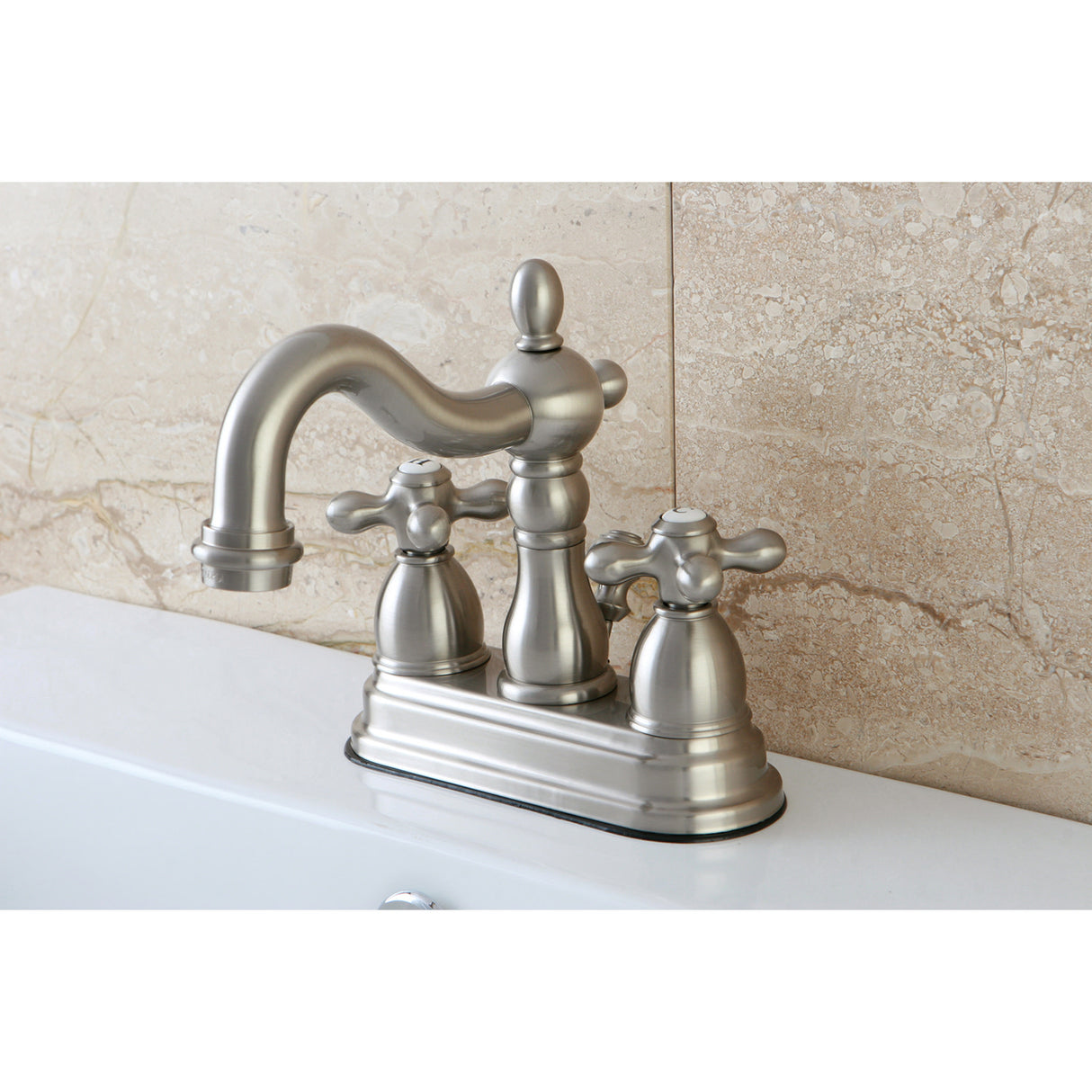 Kingston Brass KB1608AX Heritage 4 in. Centerset Bathroom Faucet, Brushed Nickel