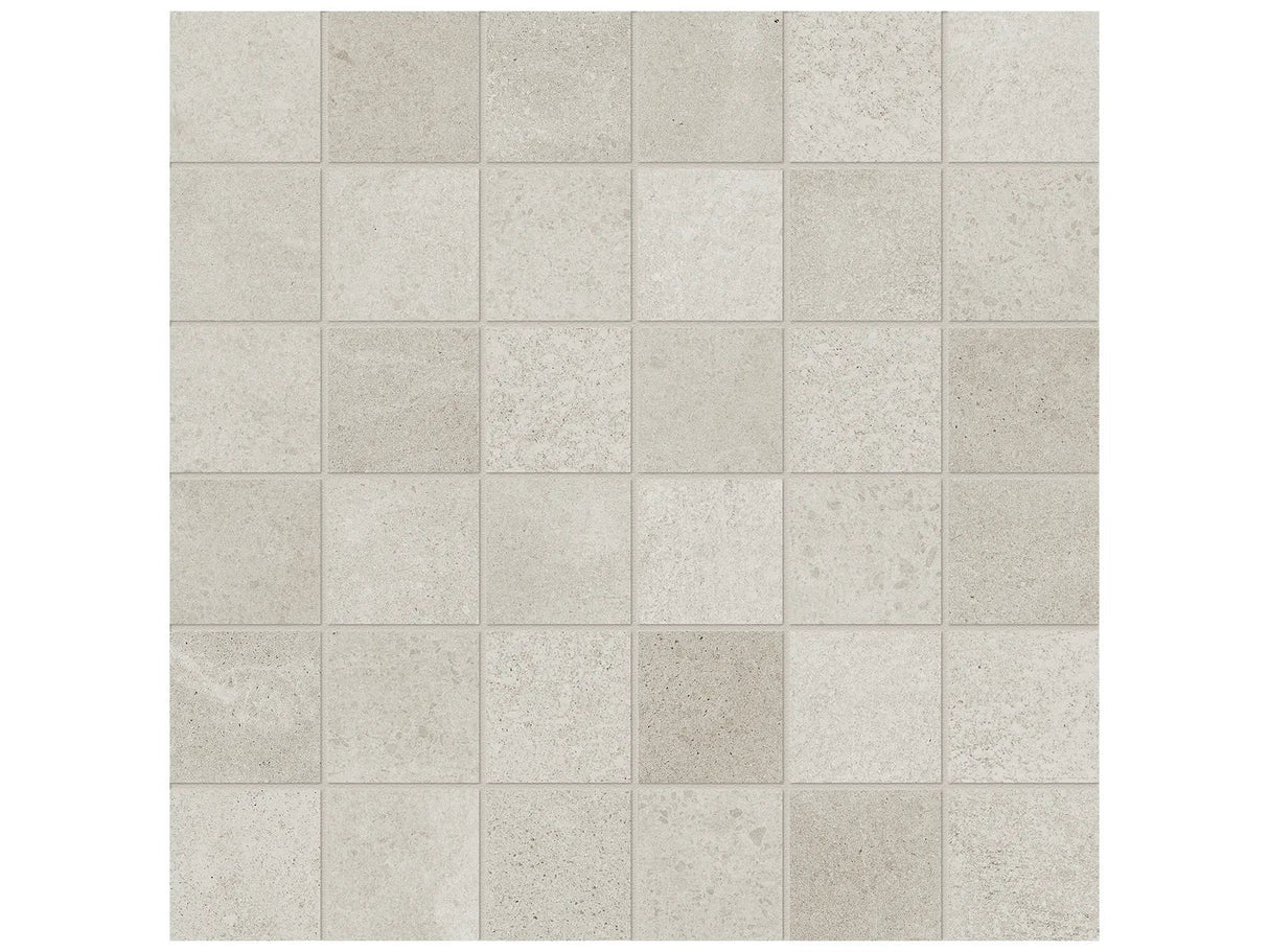 Anatolia Tile 2X2 Industria Zinc Matte 36 Piece Porcelain Mosaics. 1 Sheet = .96 Sq. Ft. 4501-0106-0 (63-592) Zinc 2x2 - premium natural stone mosaic tile from Anatolia Tile, available at PoshHaus showroom in Keene, NH