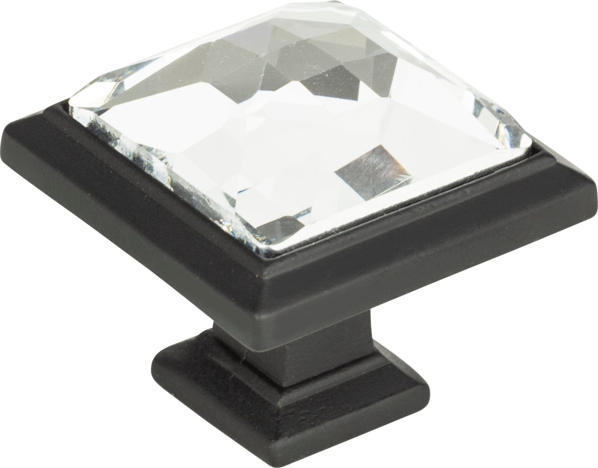 Atlas Homewares Legacy Crystal Square Knob 1 5/16 Inch Matte Black