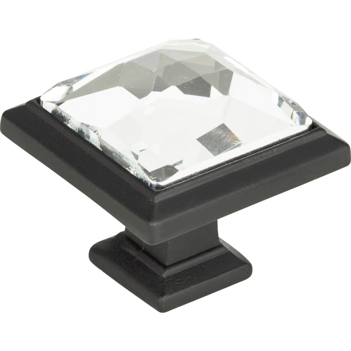 Atlas Homewares Legacy Crystal Square Knob 1 5/16 Inch Matte Black