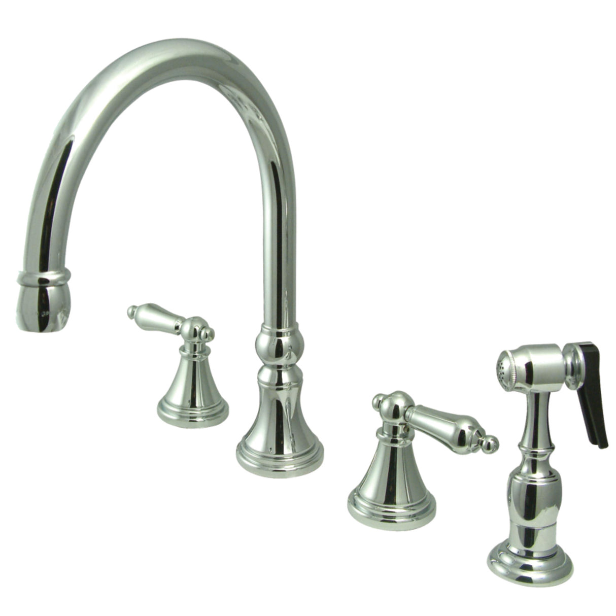 Kingston Brass KS2791ALBS Widespread Kitchen Faucet, Polished Chrome