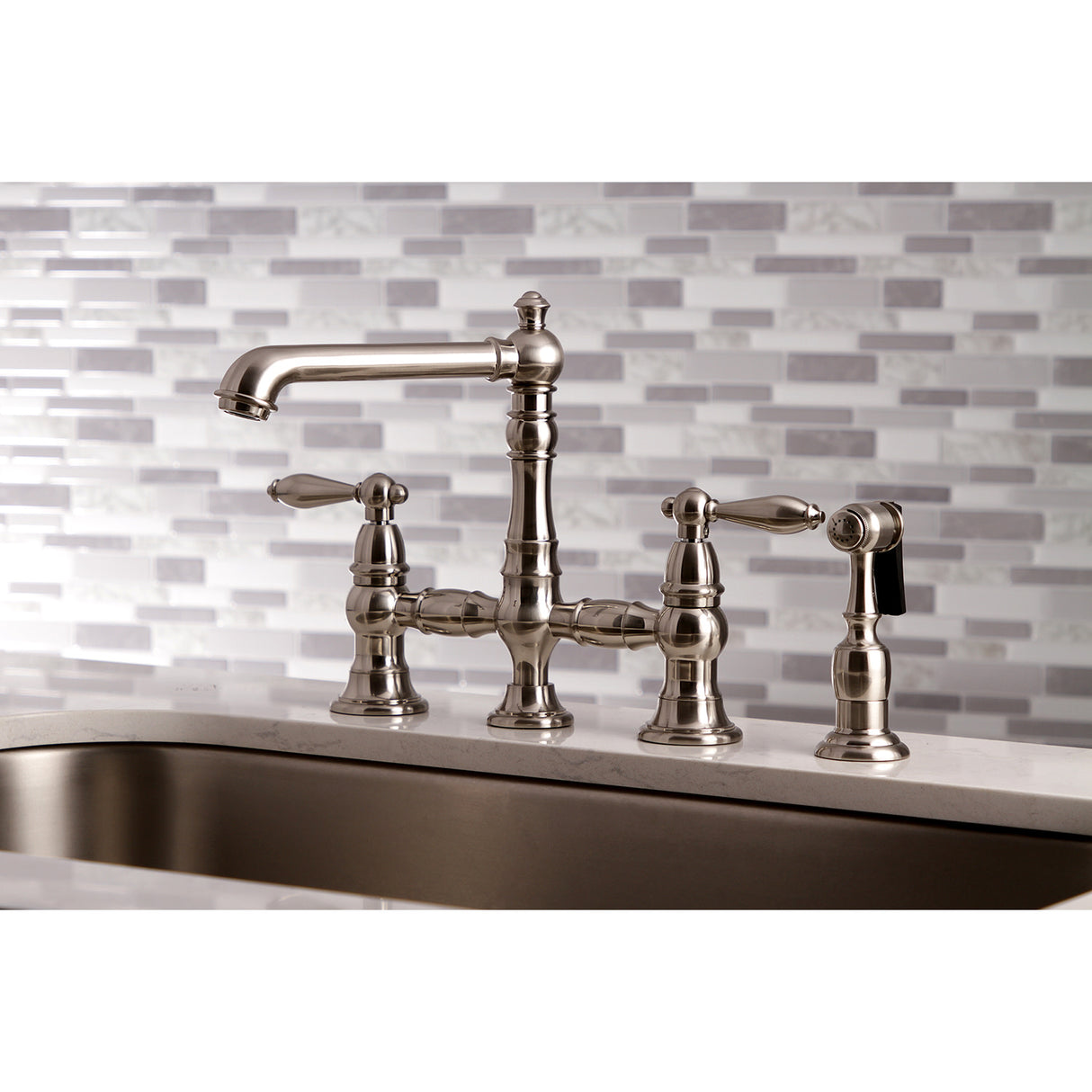 Kingston Brass KS7278ALBS Kitchen Faucet with Side Sprayer, Brushed Nickel