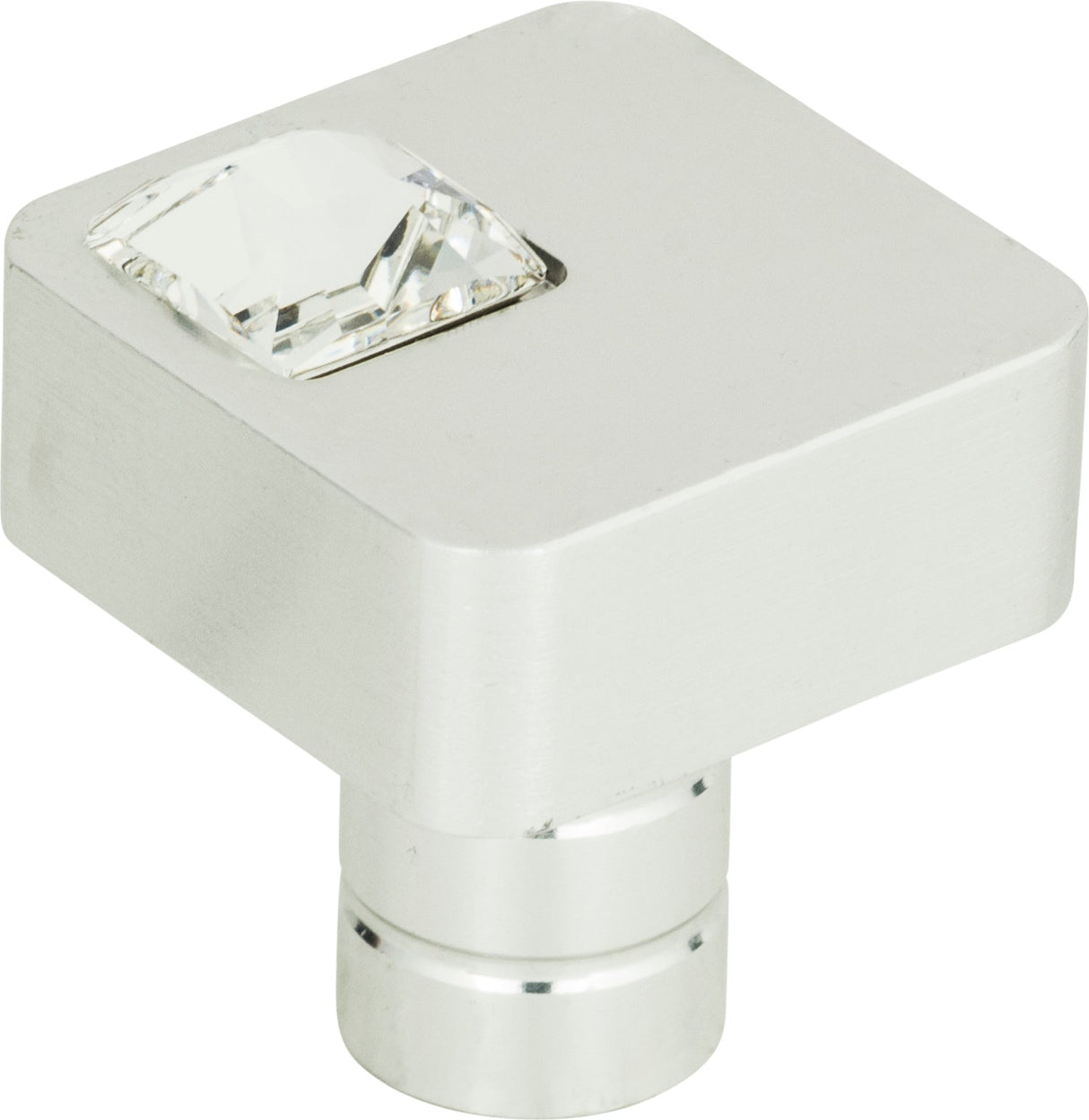 Atlas Homewares Crystal Off Center Square Knob 1 Inch Matte Chrome
