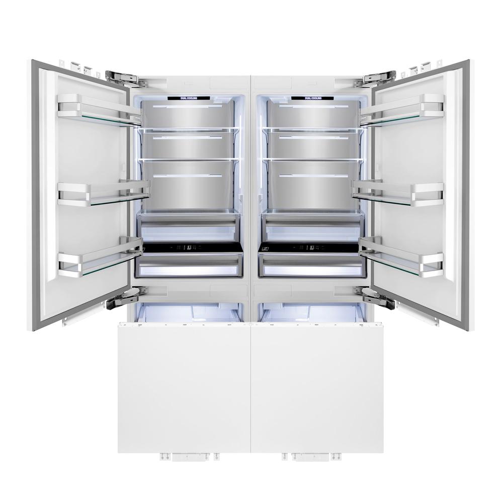 ZLINE Autograph Edition 60 in. 32.2 cu. ft. Panel Ready French Door Built-In Bottom Freezer Refrigerator with Water Dispenser and Ice Maker with Polished Gold Accents (RBIVZ-60-G)