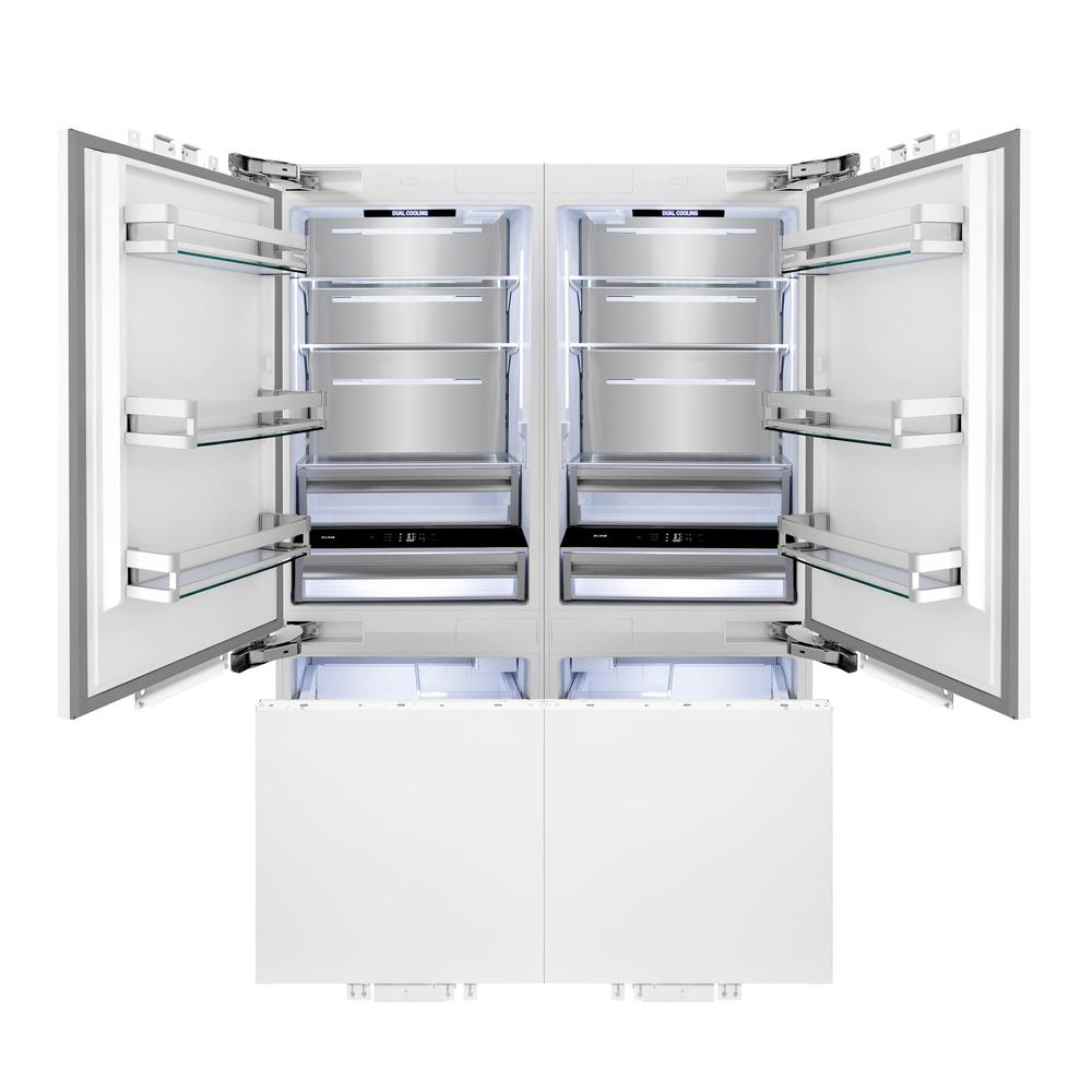 ZLINE Autograph Edition 60 in. 32.2 cu. ft. Panel Ready French Door Built-In Bottom Freezer Refrigerator with Water Dispenser and Ice Maker with Polished Gold Accents (RBIVZ-60-G)