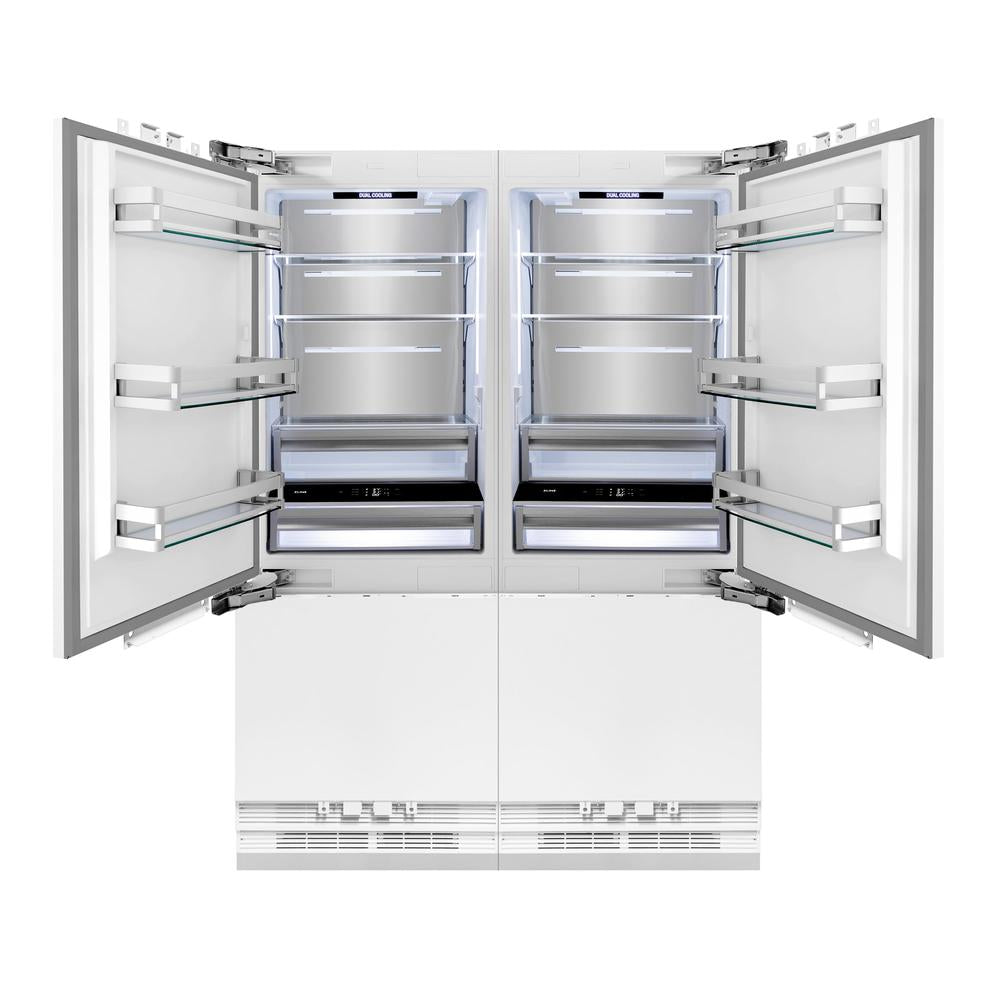 ZLINE Autograph Edition 60 in. 32.2 cu. ft. Panel Ready French Door Built-In Bottom Freezer Refrigerator with Water Dispenser and Ice Maker with Polished Gold Accents (RBIVZ-60-G)