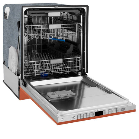 ZLINE 24 in. Monument Series 3rd Rack Top Touch Control Dishwasher with Copper Panel, 45dBa (DWMT-C-24)