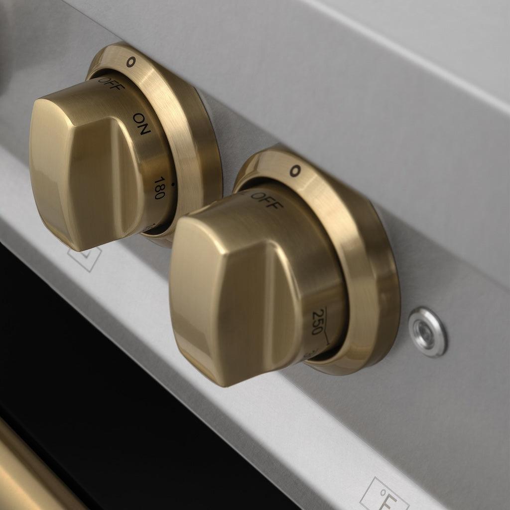 ZLINE Autograph Edition 48 in. 6.0 cu. ft. Legacy Dual Fuel Range with 7 Burner Gas Cooktop and 2 Electric Ovens in DuraSnow® Stainless Steel with Black Matte Doors and Champagne Bronze Accents (RASZ-BLM-48-CB)