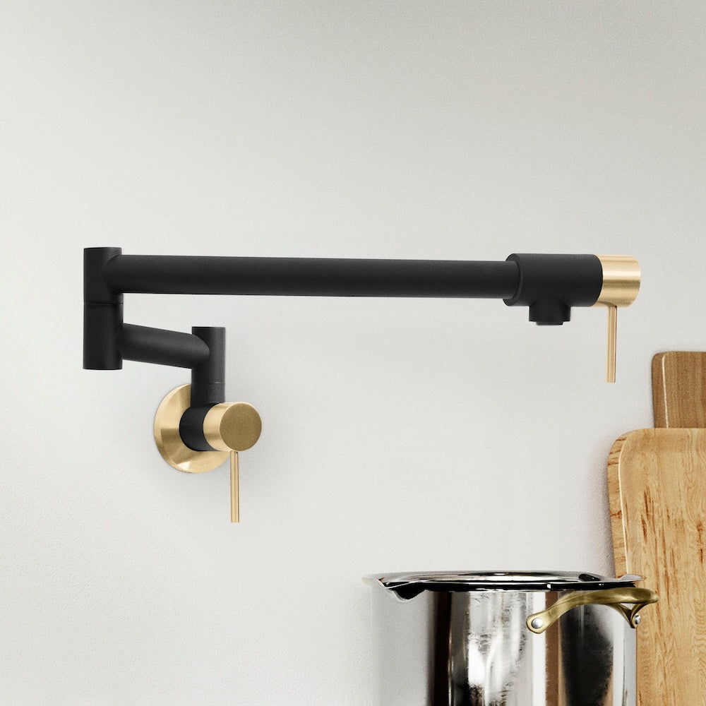 ZLINE Autograph Edition Gemini Pot Filler in Matte Black and Champagne Bronze (GEM-FPF-ZMBCB)