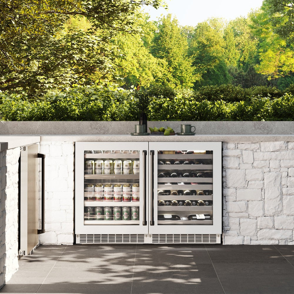 ZLINE Autograph Edition 24 in. Touchstone Dual Zone 44 Bottle Wine Cooler With White Matte Glass Door And Matte Black Handle (RWDOZ-WM-24-MB)