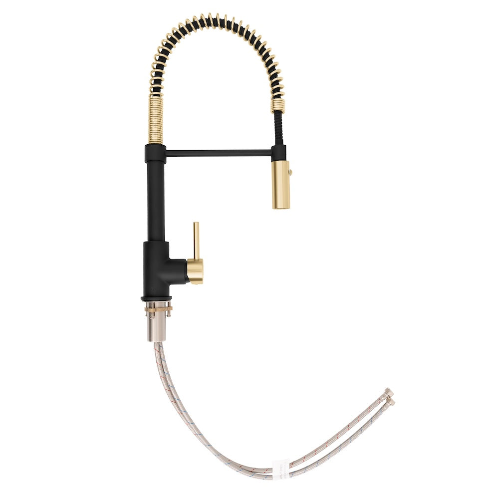 ZLINE Autograph Edition Sierra Pull Down Spring Single Handle Kitchen Faucet in Matte Black and Champagne Bronze (SRA-KF-ZMBCB)