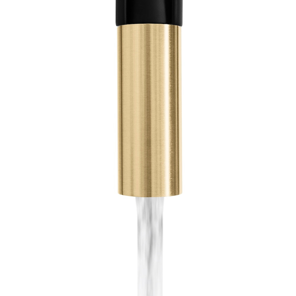 ZLINE Autograph Edition Sierra Pull Down Spring Single Handle Kitchen Faucet in Matte Black and Champagne Bronze (SRA-KF-ZMBCB)