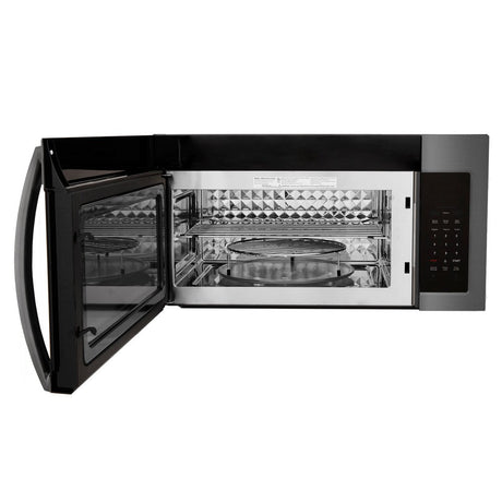 ZLINE Black Stainless Steel Over the Range Convection Microwave Oven with Modern Handle (MWO-OTR-30-BS)