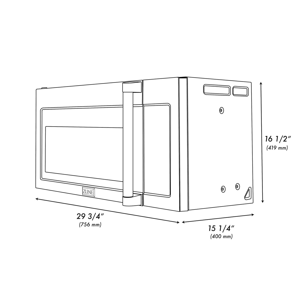 ZLINE 30 in. Black Stainless Steel Over the Range Convection Microwave Oven with Traditional Handle (MWO-OTR-H-BS)