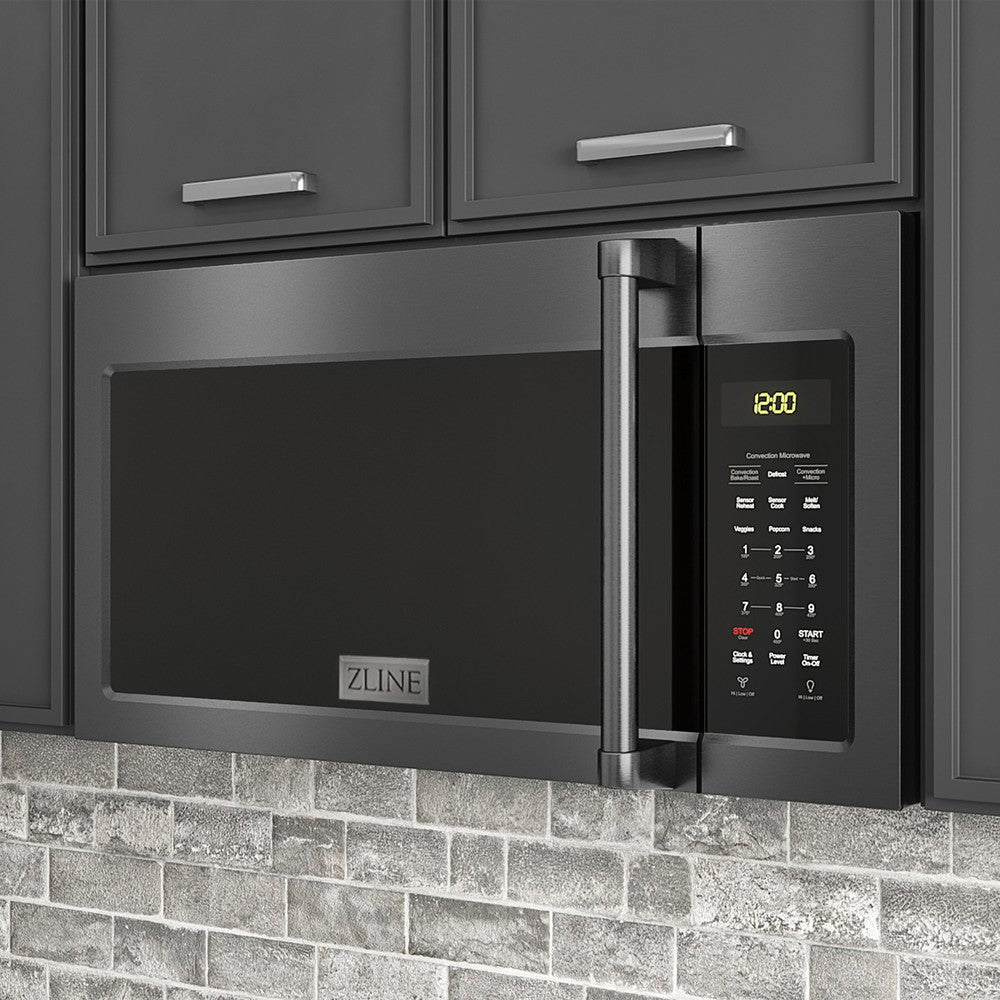 ZLINE 30 in. Black Stainless Steel Over the Range Convection Microwave Oven with Traditional Handle (MWO-OTR-H-BS)