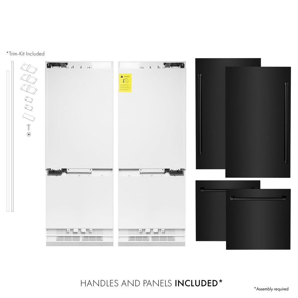 ZLINE 60 in. 32.2 cu. ft. French Door Built-In Bottom Freezer Refrigerator with Water Dispensers and Ice Makers in Black Stainless Steel (RBIV-BS-60)